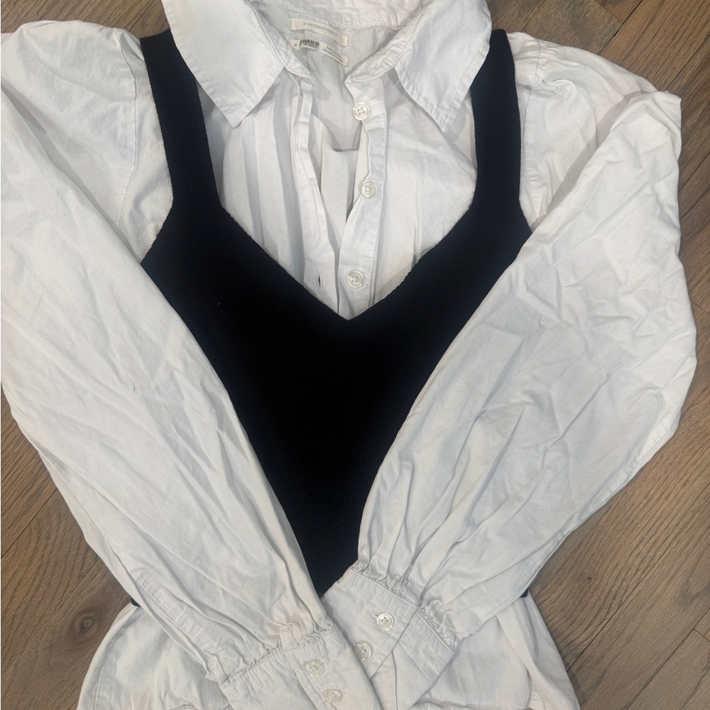 Anthropologie Black and White Button Down Shirt
